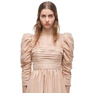 Self Portrait Taupe Taffeta Midi Dress